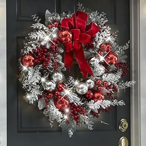 Guirlande De Noël - 35 cm - Branches Séchées Artificielles - Décoration Porte Intérieure Extérieure - 1 Pièce (1/5)