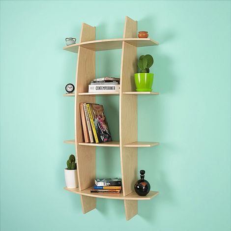 Libreria in Legno da Parete Mobile Scaffale Libri MADE IN ITALY mod. Fantasia Acero L75 x P30 x 150H (1/2)