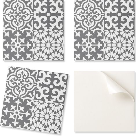 Juego de baldosas de vinilo con un motivo decorativo para la cocina y el sal贸n. Dise帽os decorativos en baldosas de 20x20x20 cm.