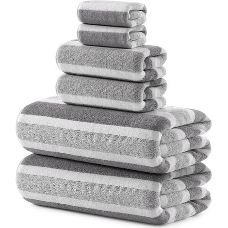 Serviette De Bain - Microfibre 100 % - 35 X 70 Pouces - Pour Salle De Bain Spa Gym - Lot De 6 Pièces (1/5)