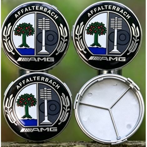Caches-moyeux Mercedes-Benz 75 mm (Lot de 4) — Couronne de laurier colorée (1/2)