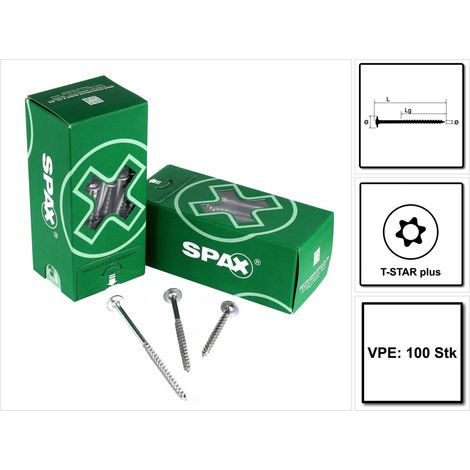 SPAX HI.FORCE Tellerkopfschraube 8,0 x 220 mm 100 Stk. ( 2x 0251010802205 ) Teilgewinde Torx T-STAR plus T40 4CUT WIROX (1/5)