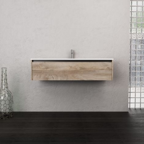 Inda - Mobile bagno L.120 con lavabo opaco / Rovere naturale 1