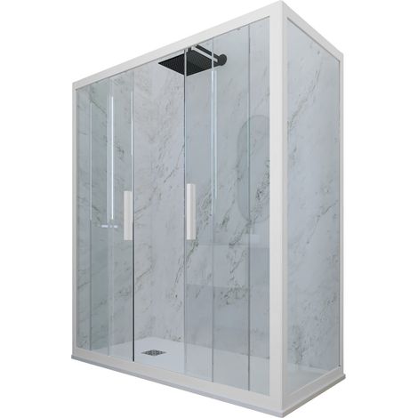 Box doccia 75x120 2 ante scorrevole h 200 Bianco Matt Glam Duo