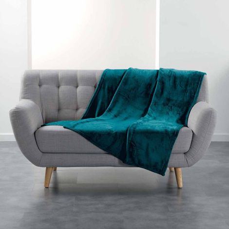 Plaid Uni en Flanelle "Flanou" 125x150cm Bleu (1/4)