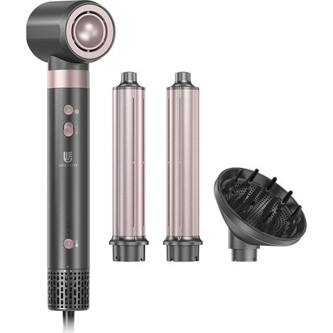 Air Styler 4 en 1, Seche Cheveux Ionique avec Boucleur a Cheveux, Diffuseur 110,000 TR/Min,30M/S, Seche Cheveux avec Boucleur Automatique,Diffuseur, 500 Millions d'ions Négatifs Airstyler