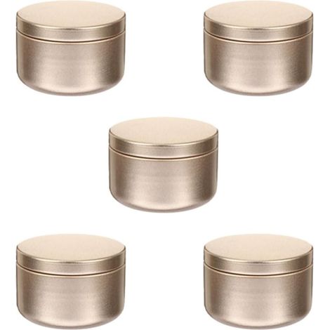 Lot de 5 Boîtes Rondes en Aluminium 50 Ml Légères et Portables pour Rangement Maquillage et Bougies, pour Voyage et Camping en Extérieur