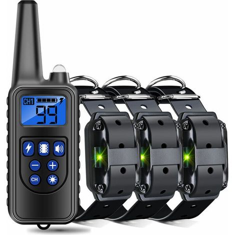 800m Remote Rechargeable Waterproof Dog Training Collar [1 Transmitter + 3 Receivers]