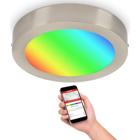 Lampada a plafone LED Smart WiFi dimmerabile CCT Bluetooth 18W metallo argento Telefunken
