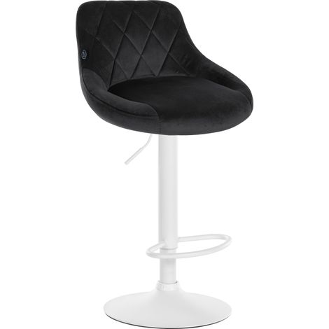 Tabouret de bar Lazio en velours avec pied en métal Noir Blanc (1/5)