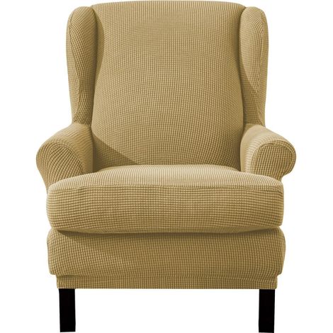 Ohrensesselbezug 2-teilig Jacquard Hussen für Lesesessel mit Sitzbezug Gelb (1/5)