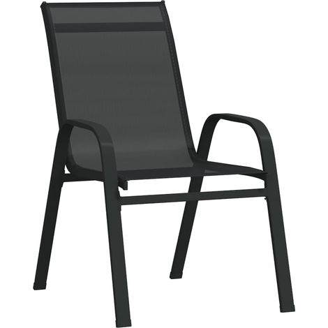 Lot de 2 Chaises de jardin et de camping empilables, Chaises de relaxation, Noir Tissu textilène OIB7413E (1/5)