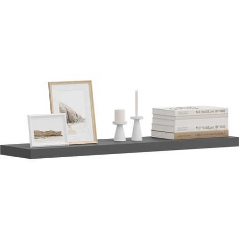 WOLTU Wall Storage Shelf CD Media Storage Rack 100 x 22.9 x 3.8 cm Dark Grey