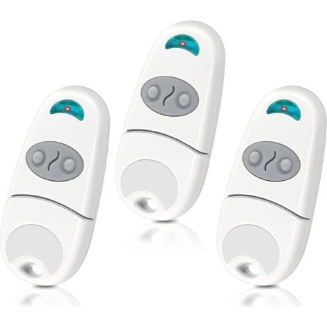 SABIR Telecommande Porte de Garage, Telecommande Portail, 2 Canaux, 433,92 MHz, Compatible avec 433MHz Telecommande EV, NA, EE, Lot de 3- Blanc (1/4)