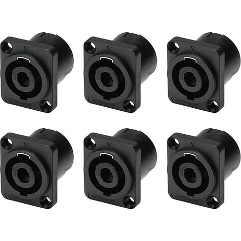 6 pcs 4 pôles connecteur de prise à montage sur panneau speakon,haut-parleur audio femelle à 4 broches ronde jack adaptateur de verrouillage par torsion pour nl4mp,nl4mpr,nl4fc,nl4fx,nlt4x (1/5)