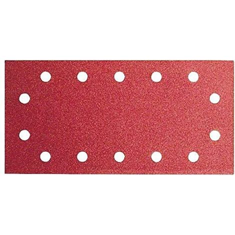 Bosch 2609256B19 - Fogli abrasivi per smerigliatrici a vibrazione, 115 x 230, sistema di fissaggio automatico, 14 fori, grana 40, lotto di 10 fogli (1/4)
