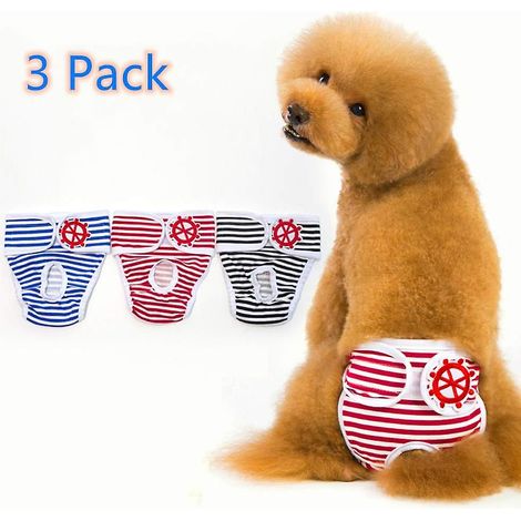Lot de 3 culottes hygiéniques réutilisables XXL pour chiens (animaux physiologiques) (1/5)