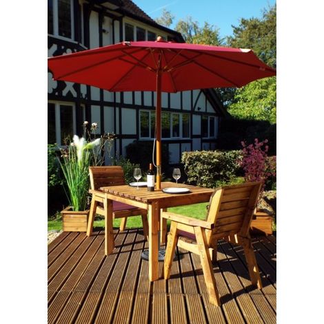 Charles Taylor 2 Seater Wooden Garden Bistro Dining Table & Chairs Red (1/4)