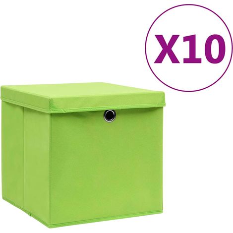 Boîtes de rangement avec couvercles 10 pcs-Coffre de rangement-Stockage Rangement 28x28x28 cm Vert 508106 (1/5)