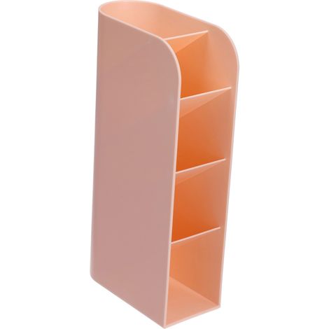 Boîte de Rangement Verticale 4 Compartiments Rose pour Bureau - Organisateur de Fournitures Scolaire et de Coiffeuse (1/5)