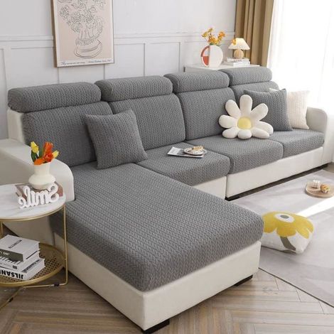 BelleRise - Housses de coussins de canapé - Housses extensibles universelles pour canapé d'angle, housses de coussins souples pour canapé (1/5)