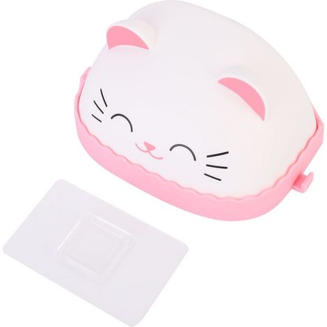 Distributeur de savon mural sans perçage, boîte de rangement avec motif animal cartoon, support savonnière fixé au mur (1) (1/5)