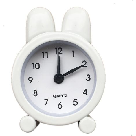 Réveil de chevet en forme d’oreilles de lapin, horloge décorative en métal pour chambre et dortoir (blanc)