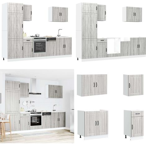 vidaXL 7-tlg. Küchenschrank-Set Kalmar Grau Sonoma Holzwerkstoff (1/5)