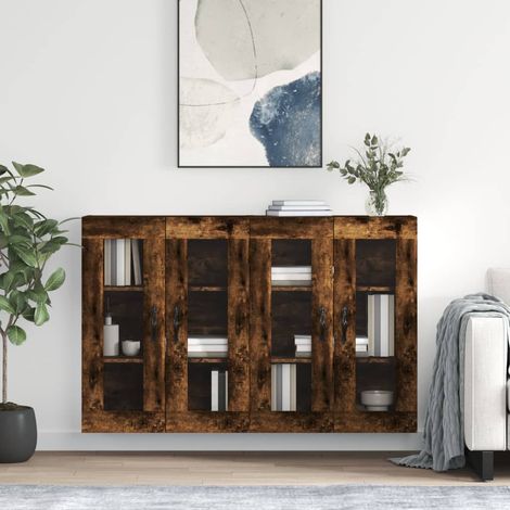 Wandschränke 2 Stk. Räuchereiche Holzwerkstoff