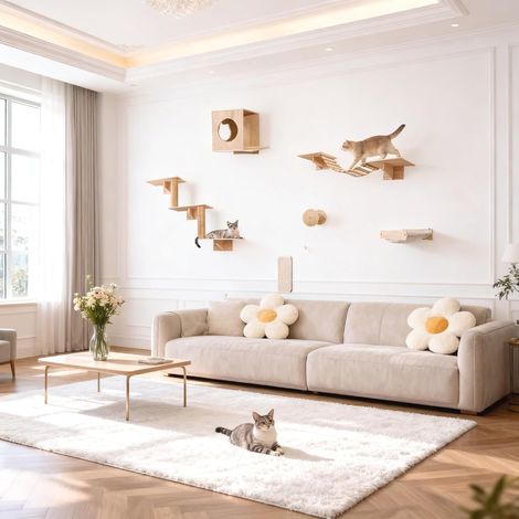 Étagères Murales pour Chat 6 en 1, Arbre à Chat Mural Jusqu’à 15 kg (1/5)