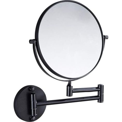 20 cm doppelseitiger, klappbarer Wand-Schminkspiegel, 3-fache Vergrößerung (Schwarz) (1/4)