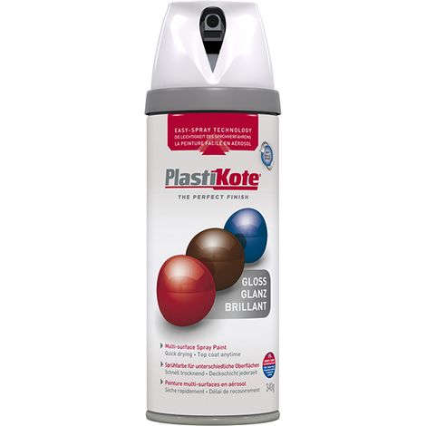 PlastiKote Twist & Spray Gloss White Spray Paint RAL 9010, 400ml