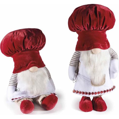 Babbi Natale Cuochi da Vetrina, Decorazione per Casa e Negozi - Set da 2 Pupazzi (1/2)