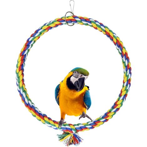 Balançoire pour oiseaux, jouet suspendu pour cage, balançoire en corde de coton résistante aux morsures, perchoir, jouet anti-ennui pour perruches ondulées, calopsittes, conures, pinsons, petites perr (1/5)