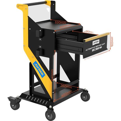Carro portaherramientas, chapa de acero laminado en frío, capacidad de carga de 100 kg, ruedas de 4 pulgadas, almacenamiento modular por niveles, tipo cajón. (1/5)