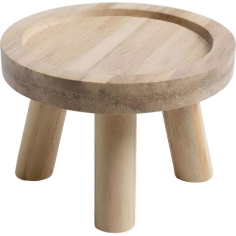 Echtholz Blumenhocker mit 3 Beinen - Ø 20 cm - Deko Holz Hocker rund naturbelassen - Massivholz Pflanzenständer