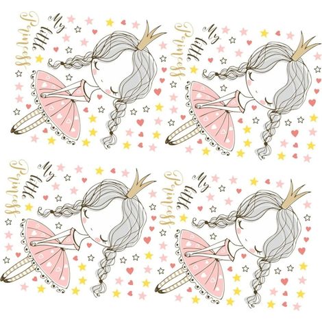 4 Pièces Autocollants Muraux Amovibles pour Chambre Garçon Fille Décoration de Mur PVC avec Couronne de Princesse pour Salle de Facile à Appliquer Retirer Design Animaux Cartoons (1/5)