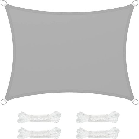 Voile d'ombrage 3 x 4 m, imperméable, avec Une Colonne d'eau de 665 mm, Protection Solaire en Polyester indéchirable, Protection UV 93%, pour terrasse, Jardin, Balcon, rectangulaire, Cordes (1/5)