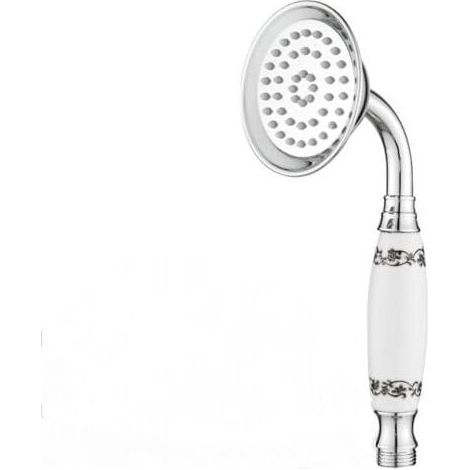 Pommeau de douche classique, douchette à main de style téléphone traditionnel, poignée en céramique rétro, douchette à main chromée victorienne (céramique à motifs) (1/4)