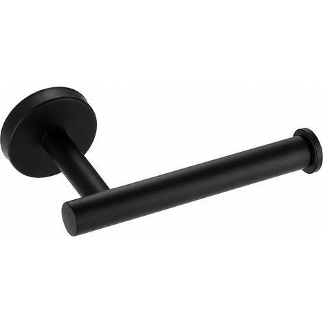 Porte-essuie-tout mural en acier inoxydable, sans perçage, carré, noir, pour salle de bain (1/5)