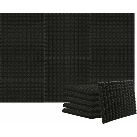 Panneaux acoustiques en mousse, lot de 12, insonorisants, ignifuges, pour podcasts, studios d'enregistrement et bureaux, 30 x 30 x 5 cm, noir