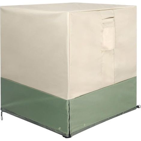 Housse de protection imperméable 600D pour climatiseur extérieur avec aérations pour pluie, neige, UV – 86,4 x 86,4 x 81,3 cm, beige (96,5 x 96,5 x 101,6 cm) (1/5)
