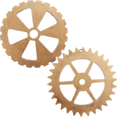 Décoration murale en bois avec engrenages lot de 2 14 cm