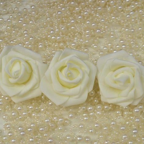 Bouquet de roses artificielles en mousse PE de 6 cm pour décoration de fête, à faire soi-même, idéal pour un mariage (lot de 10).blanc laiteux (1/5)