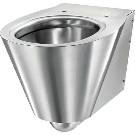 MEDICLINICS SN0128CS Inodoro Antivandálico Suspendido A Pared de Acero Inox AISI 304 Bacteriostático Satinado - ref: SN0128CS