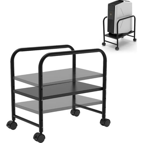 Support PC Réglable avec roulettes, Support Tour PC Réglable en Hauteur pour sous Bureau, Chariot PC avec roulettes Directrices 360°, Adapté à la Plupart des Tours Moyennes, Charge Max. 28 kg (1/5)