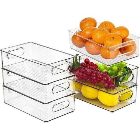 Hofuton Lot de 6 Bacs de Rangement Garde-Manger, Organiseur Frigo Cusine pour Réfrigérateur, Cuisine, Salle de Bain, Tiroir, Armoires et Comptoirs (1/4)