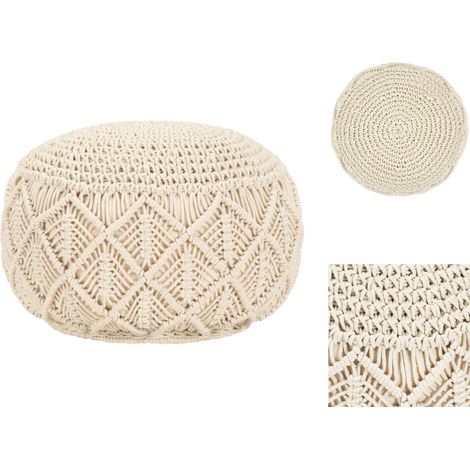 Polsterhocker - Living Makramee Sitzpuff Handgefertigt 45 x 30 cm Baumwolle (1/3)