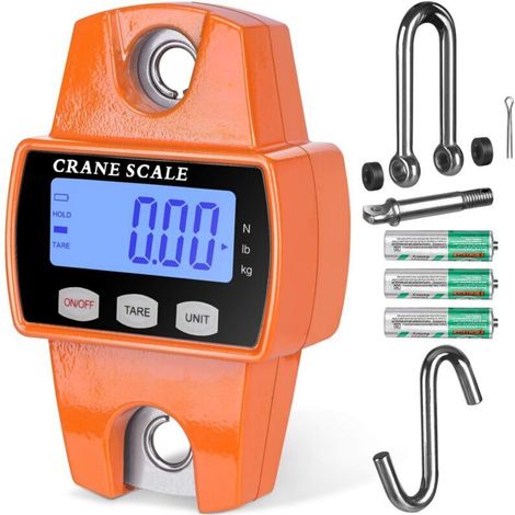Orange, portatif 300kg balance de levage numérique, balance électronique portable avec crochet pour la chasse à la ferme, la pêche en plein air (1/4)