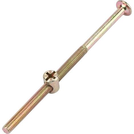 M6 x 80mm Vis à Bois, Lot de 10 écrous de meubles M6 plaqué zinc avec écrous cruciformes pour berceau, lit superposé et lit de bébé (M680mm)